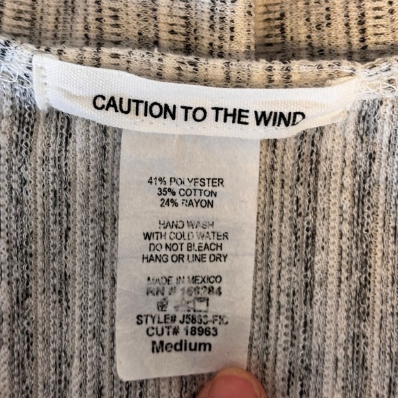 CAUTION TO THE WIND Grey & Tan Knit Maxi Dress with Buttons - Picture 9 of 9